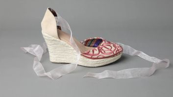 Gioia - Embroidered Calligraphy Wedge Espadrilles