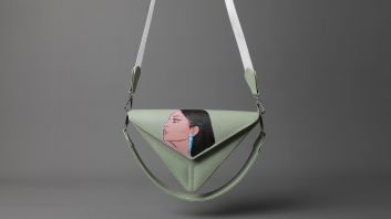 Joud - Pistachio Hand-drawn Triangle Bag