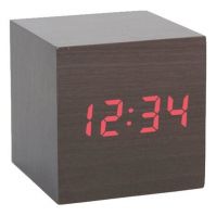 Kikkerland AC22-DK Clap-On Cube Alarm Clock, Dark Wood