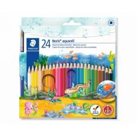 Staedtler Cardboard box containing 24 water color pencils in assorted colors and 1 paint brush