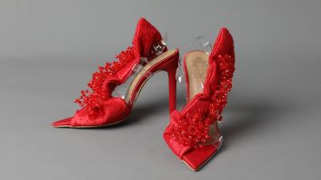 Moccasin - Red Embellished Sandals